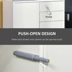 HOMCOM High Gloss Frame Sideboard, Push-Open Design with 2 Drawer for Living Room, Bedroom, 74H x 79W x 36Dcm, White - 6