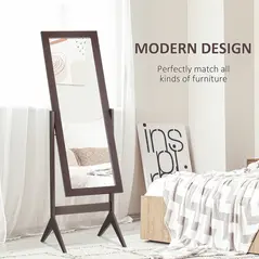 HOMCOM Full Length Mirror, Freestanding Adjustable Angle Dressing Mirror for Bedroom, Living Room, 148 x 47 cm, Brown - 5