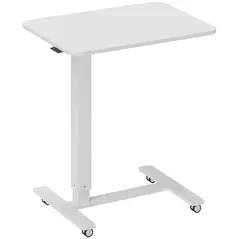 HOMCOM Height Adjustable Standing Desk, Pneumatic Sit Stand Desk for Laptop, Mobile Overbed Table with Wheels for Home Office, White - 1