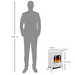 HOMCOM Freestanding Electric Fireplace, Electric Log Burner with LED Flame Effect, Overheating Safety System, 1000W/2000W White - 3