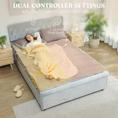 HOMCOM Heated Electric Blanket, Warm Throw Blanket with 5 Heating Levels, 10 Hour Auto-Off Timer, Grey - 5