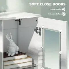 HOMCOM High Gloss Sideboard, Display Cabinet with 16-Colour RGB LED Lights and Remote Control, Modern Storage Cupboard with Glass Doors and Shelves for Living Room, Dining Room, Kitchen, White - 7