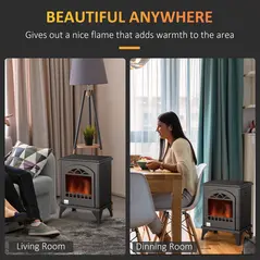 HOMCOM Free Standing Ethanol Fireplace, Bioethanol Heater Stove Fire with 0.9L Tank, 3 Hours Burning Time, Black - 6