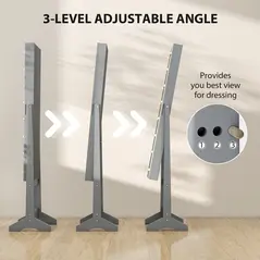 HOMCOM Freestanding Mirrored Jewellery Storage Cabinet - Grey - 6