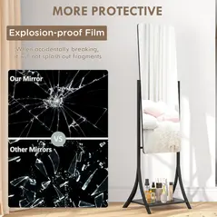 HOMCOM Free Standing Dressing Mirror, Full Length Mirror with Adjustable Angle, Storage Shelf for Living Room, Bedroom, Hallway - 6