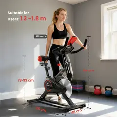 HOMCOM Indoor Upright Exercise Bike Machine, with Adjustable Seat, Resistance, Handlebar, LCD Display - 3