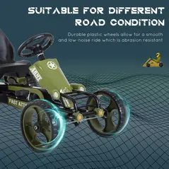 HOMCOM Kids Children Pedal Go Kart Ride On Racer Braking System Adjustable Seat Green - 6