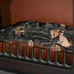 HOMCOM Freestanding Electric Fireplace Indoor Heater Glass View Log Wood Burning Effect Flame Portable Fireplace Stove 950/1850W Black - 8