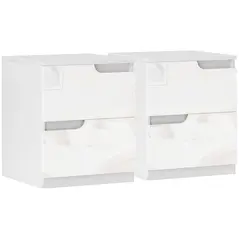 HOMCOM High Gloss Bedside Table Set of 2 - White - 1