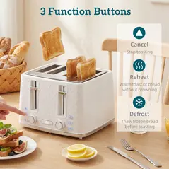 HOMCOM Kettle and Toaster Set, 1.7L 3000W Rapid Kettle with Strix Thermostat, 4 Slice Toaster with 7 Browning Controls, Cream - 7