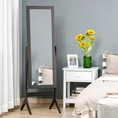 HOMCOM Full Length Mirror, Freestanding Adjustable Angle Dressing Mirror for Bedroom, Living Room, 148 x 47 cm, Brown - 2