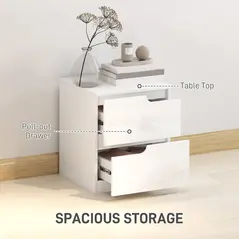 HOMCOM High Gloss Bedside Table Set of 2 - White - 5