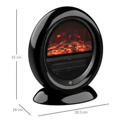 HOMCOM Freestanding Electric Fireplace Indoor Space Table Top Heater with Realistic Flame Effect, Rotatable Head, Overheating Protection, 1500W, Black - 3