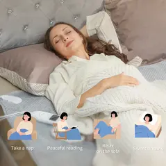 HOMCOM Heated Electric Blanket, Warm Throw Blanket with 5 Heating Levels, 10 Hour Auto-Off Timer, Grey - 7