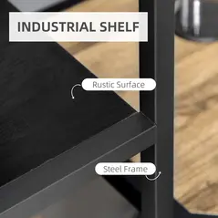 HOMCOM Industrial Accent Display Rack 7 Tier Bookcase, Display Rack for Living Room, Office, Bedroom, Black - 4