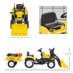 HOMCOM Kids Pedal Go Kart Excavator-Yellow - 3