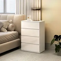 HOMCOM High Gloss Chest of Drawers, 4-Drawer Storage Cabinets, Modern Dresser for Bedroom, White - 9