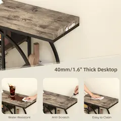 HOMCOM Industrial Console Table with Storage Shelves - Rustic Brown - 5