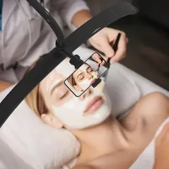 HOMCOM Half Moon Lash Light, Beauty Floor Lamp with 350° Rotatable Head, 7 Colour Temperature and Phone Holder, Dimmable Standing Lamp for Eyelash Extension, Tattoo, Nails, Skincare, Black - 7