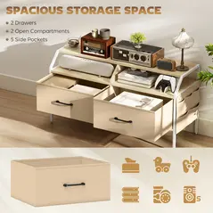 HOMCOM Industrial-Style TV Stand Cabinet - Natural Wood Finish - 4