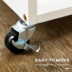 HOMCOM Kitchen Island Set with 2 Stools, Bamboo Breakfast Cart with Drop Leaf Top, Drawers and Towel Rack, Rolling Kitchen Cart and Chairs Set, White - 5