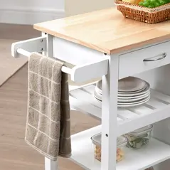 HOMCOM Kitchen Trolley, Kitchen Island on Wheels with Embossed Door Panel, Utility Kitchen Cart with 3 Storage Shelves, White - 8