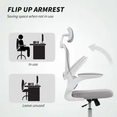 HOMCOM Mesh Back Office Chair, with Lumbar Support - Grey - 7