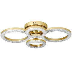 HOMCOM LED Ceiling Light, Modern 4 Rings Ceiling Lamp with Wall Switch Control, 40W 4350lm Flush Mount Ceiling Light with 3500K/4500K/6000K Colour Temperatures for Living Room, Bedroom, Gold Tone - 1
