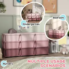HOMCOM Kids Storage Unit, with Nine Drawers - Pink - 5