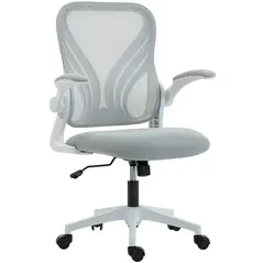 HOMCOM Mesh Office Chair with Foldable Backrest - Light Grey - 1
