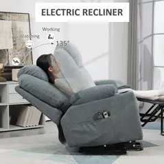 HOMCOM Lift-And-Recline Massage Armchair, with Heat - Grey - 5