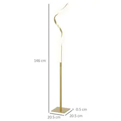 HOMCOM LED Floor Lamp with 3 Adjustable Brightness, Modern Dimmable Standing Lamp with Foot Switch for Bedroom, Living Room, Gold Tone - 3