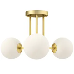 HOMCOM LED Ceiling Light with Globe Shades, Modern 3-Light Ceiling Light with G9 Sockets for Living Room, Bedroom, Dining Room, Bulbs Not Included, Gold Tone - 1
