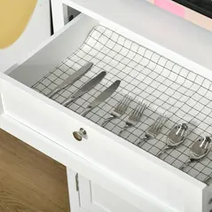 HOMCOM Kitchen Cupboard, Wooden Storage Cabinet with Framed Glass Door, Drawer, Microwave Space for Dining and Living Room, White - 8