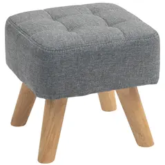HOMCOM Linen-Look Square Padded Footstool - Grey - 1