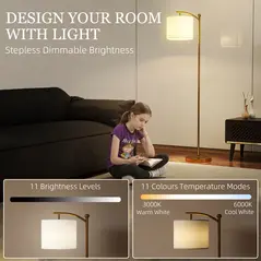 HOMCOM LED Floor Lamp with Remote Control - Gold Tone - 4