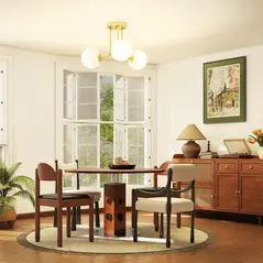 HOMCOM LED Ceiling Light with Globe Shades, Modern 3-Light Ceiling Light with G9 Sockets for Living Room, Bedroom, Dining Room, Bulbs Not Included, Gold Tone - 2