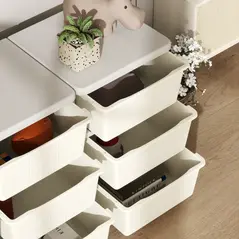 HOMCOM Kids Storage Unit, with Nine Drawers - Cream - 8