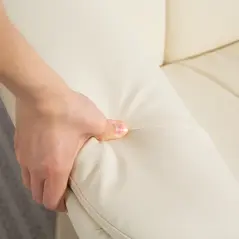 HOMCOM Manual Recliner Chair with Footrest, Upholstered Reclining Armchair with Adjustable Backrest and Cup Holder, PU Leather Swivel Chair for Living Room, Bedroom, Cream White - 8