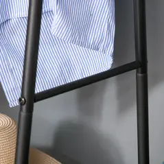 HOMCOM Metal Clothes Rack Coat Garment Hanger Hallway Organiser Hanging Rail Stand 2-tier Shoe Shelving A Shaped 77L x 45W x 153H cm Black - 9