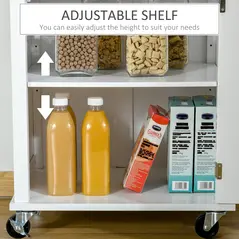 HOMCOM Kitchen Cart Storage Trolley Wooden Cabinet with Drawer Cupboard Towel Rail White - 6