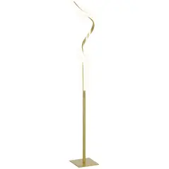 HOMCOM LED Floor Lamp with 3 Adjustable Brightness, Modern Dimmable Standing Lamp with Foot Switch for Bedroom, Living Room, Gold Tone - 1
