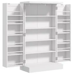 HOMCOM Kitchen Cupboard 6-tier Door Racks Freestanding Multi-Storage with Adjustable Shelves, White - 1
