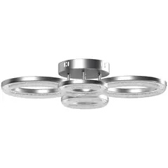 HOMCOM LED Ceiling Light, Modern 4 Rings Ceiling Lamp with Wall Switch Control, 40W 4350lm Flush Mount Ceiling Light with 3500K/4500K/6000K Colour Temperatures for Living Room, Bedroom, Silver Tone - 1