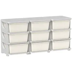 HOMCOM Kids Storage Unit, with Nine Drawers - Cream - 1
