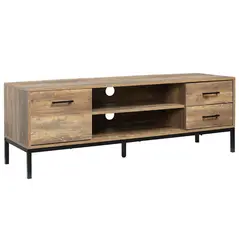 HOMCOM Light Industrial-Style TV Stand Cabinet - Brown/Black - 1