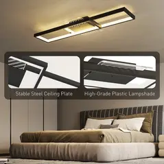 HOMCOM LED Ceiling Light, Modern Dimmable Ceiling Light with Wall Switch & Remote Control, Flush Mount Ceiling Lamp with 3000-6000K Colour Temperatures for Living Room, Bedroom, Black - 6