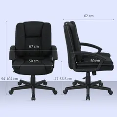 HOMCOM Linen-Look Padded Office Chair - Black - 3