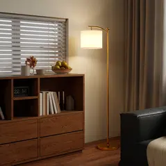 HOMCOM LED Floor Lamp with Remote Control - Gold Tone - 9