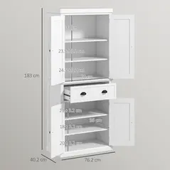 HOMCOM Kitchen Storage Cabinet with Drawer and Adjustable Shelves - White - 3